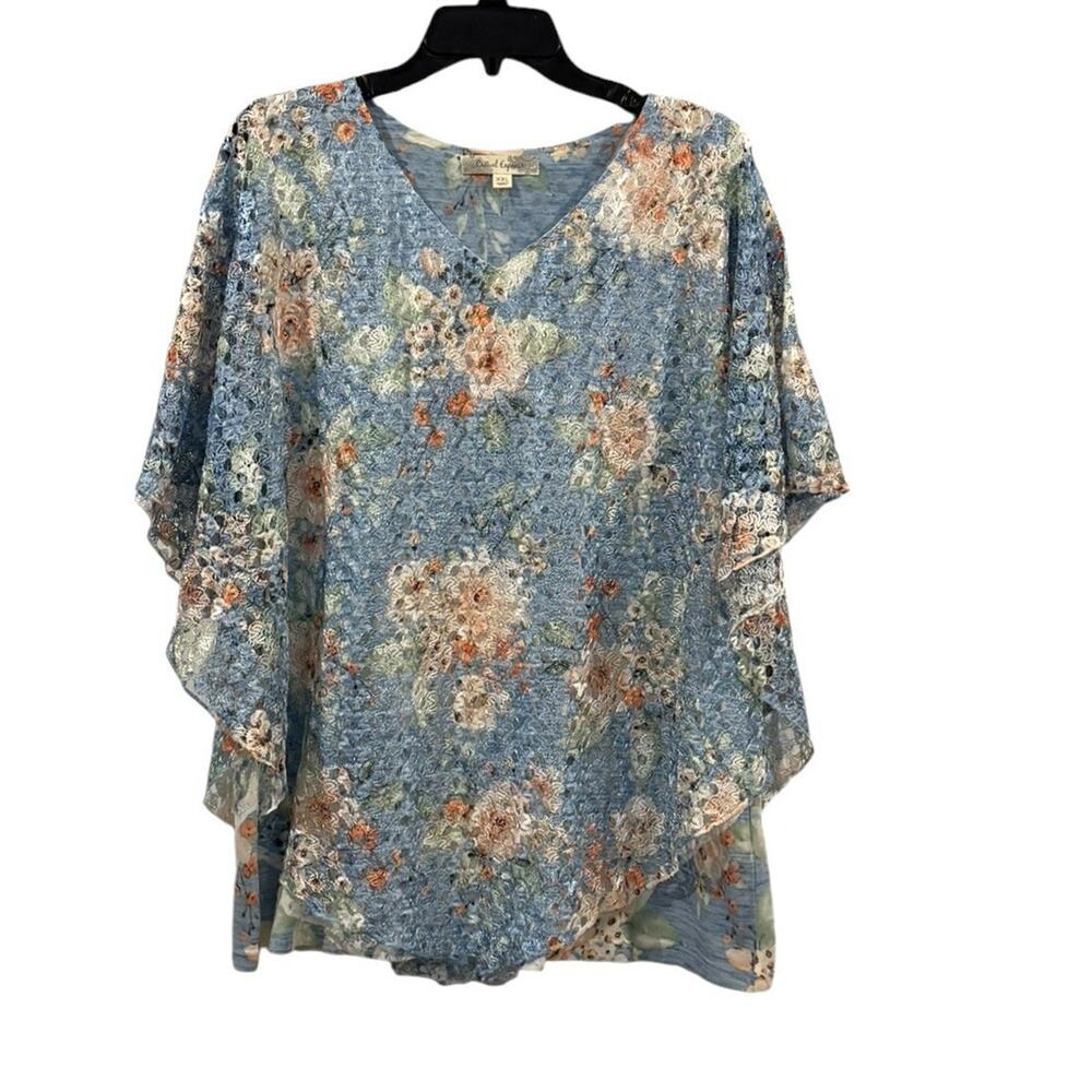 Casual Express Women’s Floral Lace Poncho Layered Tunic Top Size XXL Boho
